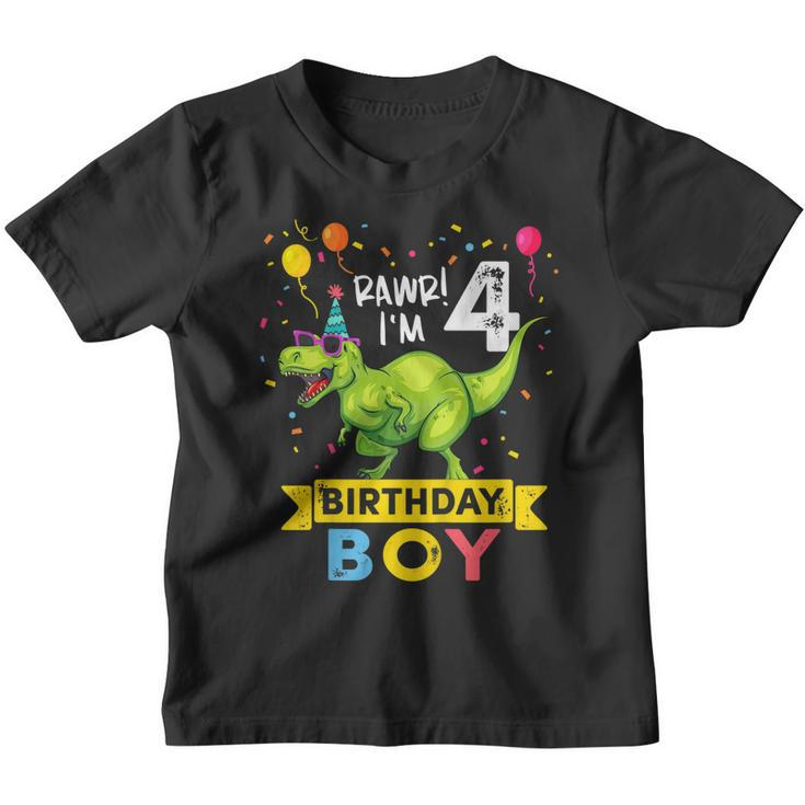 Kids 4 Year Old Shirt 4Th Birthday Boy T Rex Dinosaur T Shirt Youth T-shirt
