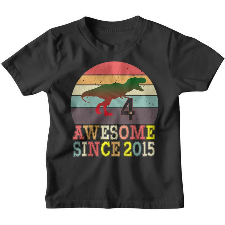 Kids 4Th Birthday Vintage Dinosaur 4 Years Old Tshirt Youth T-shirt