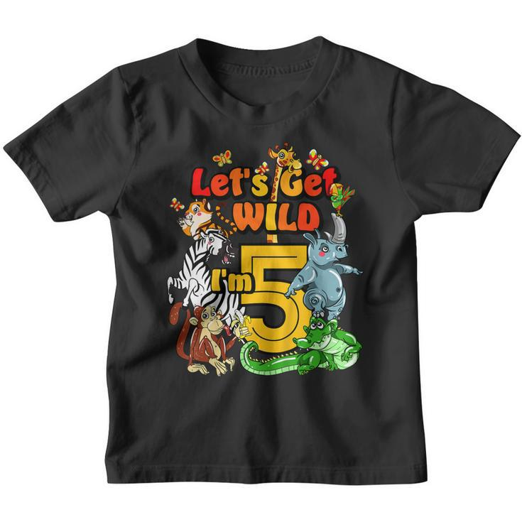 Kids 5 Year Old Zoo Birthday Shirt Safari Jungle Animal 5Th Youth T-shirt