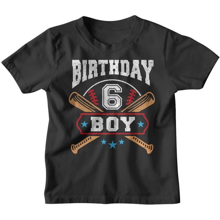 Kids 6 Years Old Boy 6Th Birthday  Baseball Gift Youth T-shirt