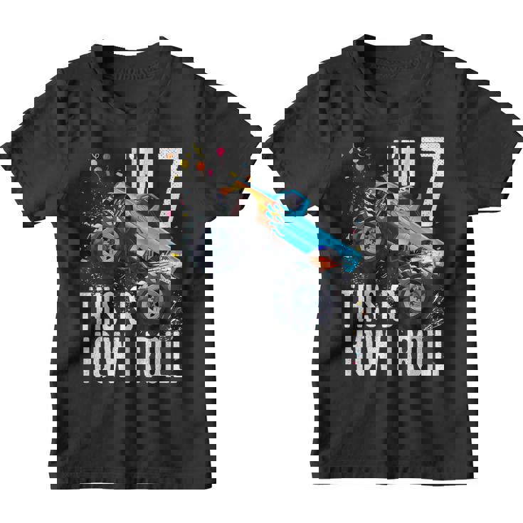 Kids 7 Year Old Shirt 7th Birthday Boy Monster Truck Car T Shirt