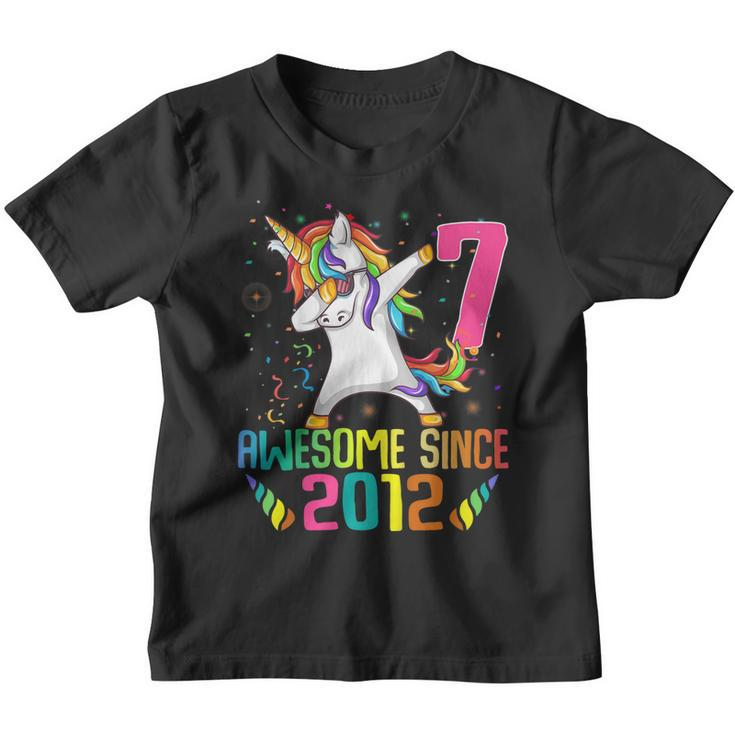 Kids 7 Years Old 7Th Birthday Unicorn Dabbing Shirt Girl Party Youth T-shirt