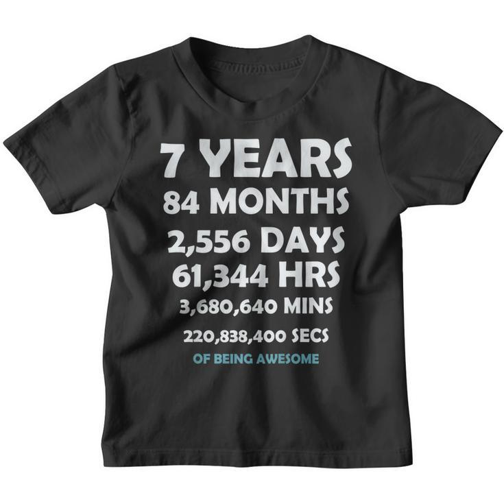 Kids 7Th Birthday 7 Years Old 84 Months Being Awesome Gift Shirt Youth T-shirt