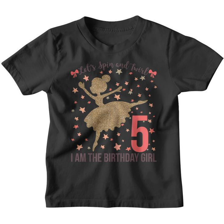 Kids Ballerina Birthday Party Shirt 5Th Birthday Gift For Girls Youth T-shirt