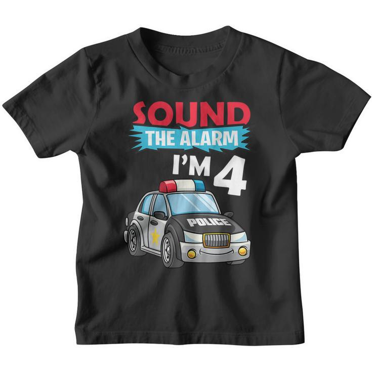 Kids Birthday Boy Shirt 4 Years Old Police Car Policeman Cop  Youth T-shirt