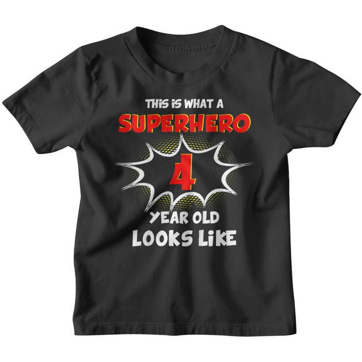Kids Boys Superhero Fourth Birthday  Gift 4 Year Old Kids Youth T-shirt