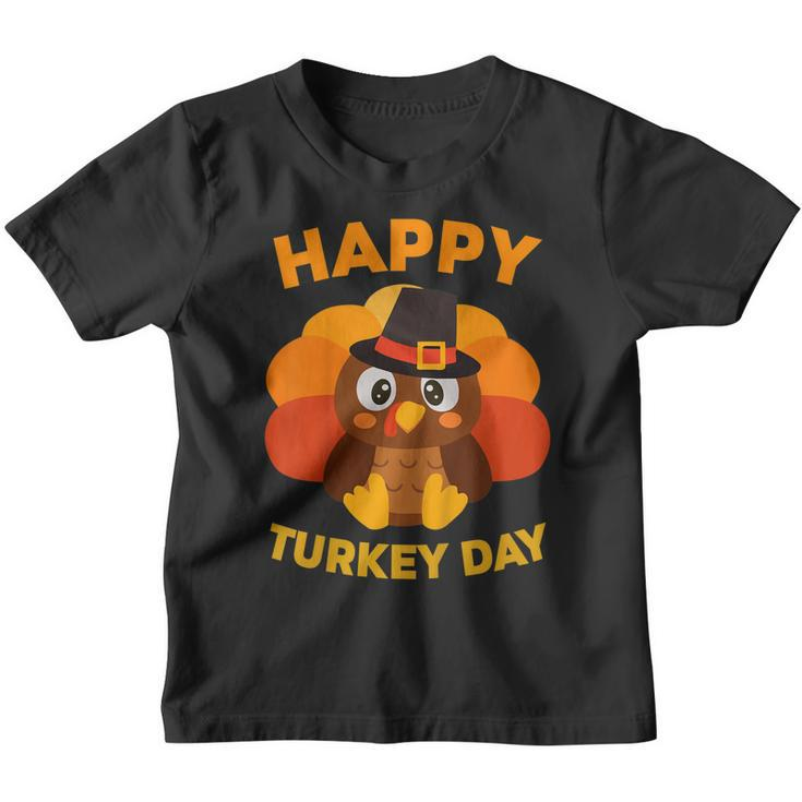 Kids Cute Happy Turkey Day Thanksgiving Gift Pilgrim Boys  Youth T-shirt