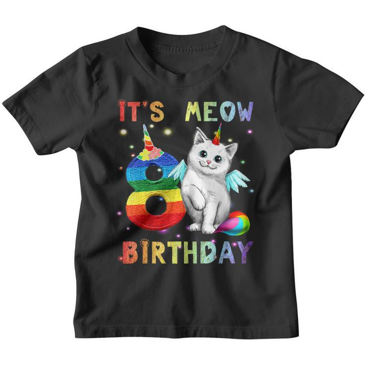 Kids Cute Kitten Kitty Cat 8Th Birthday Girl Shirt Kid Gift Youth T-shirt