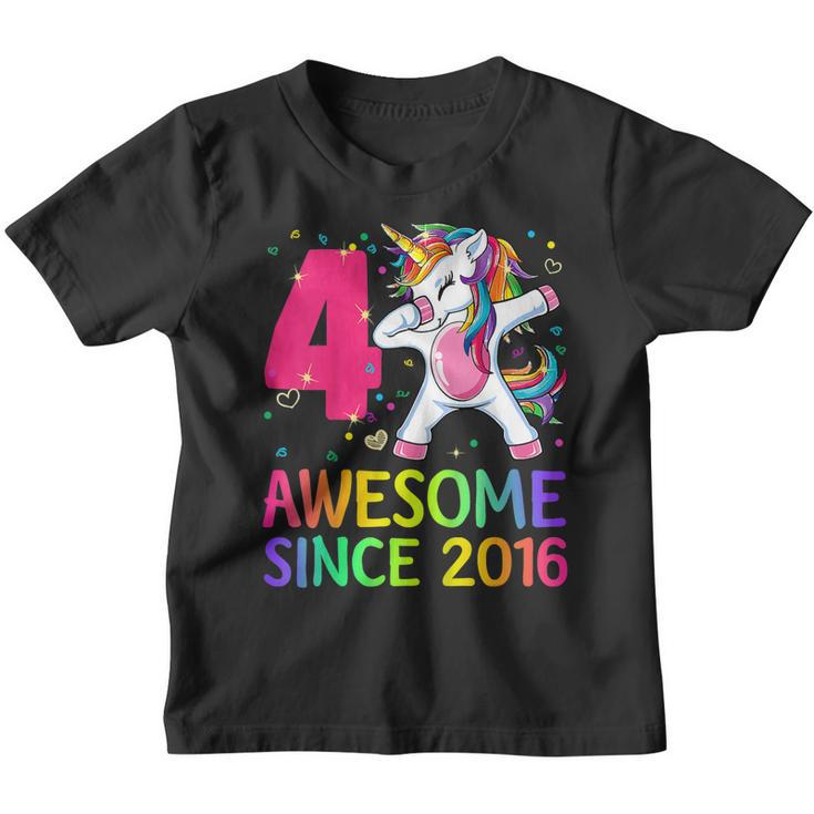 Kids Dabbing Unicorn Birthday Girl Gifts 4 Years Old Since 2016  Youth T-shirt