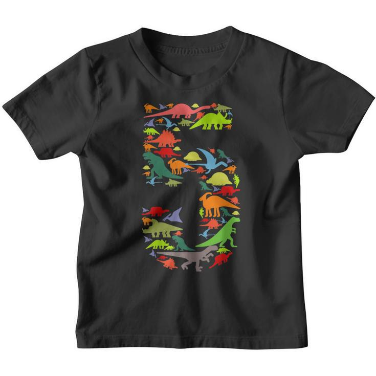 Kids Dinosaur 5Th Birthday Gift Shirt For 5 Years Old Boys Youth T-shirt