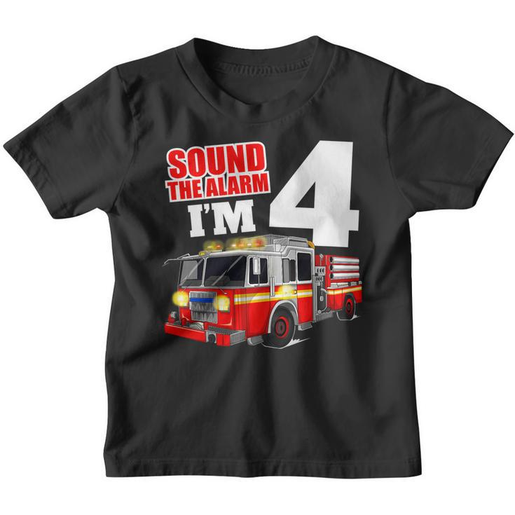 Kids Fire Truck 4Th Birthday T Shirt Boy Firefighter 4 Year Old Youth T-shirt