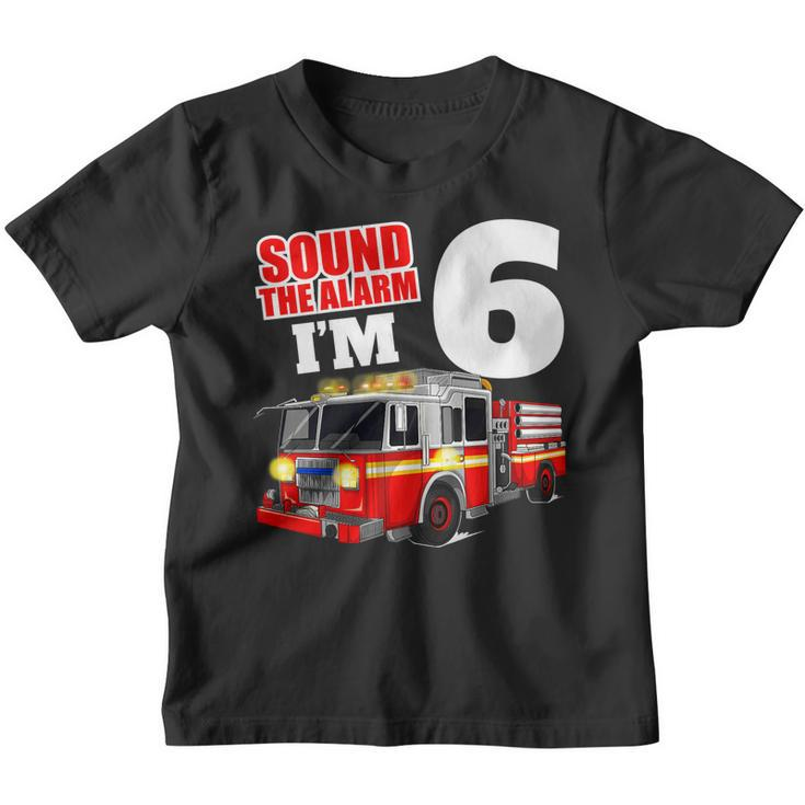 Kids Fire Truck 6Th Birthday T Shirt Boy Firefighter 6 Year Old V2 Youth T-shirt