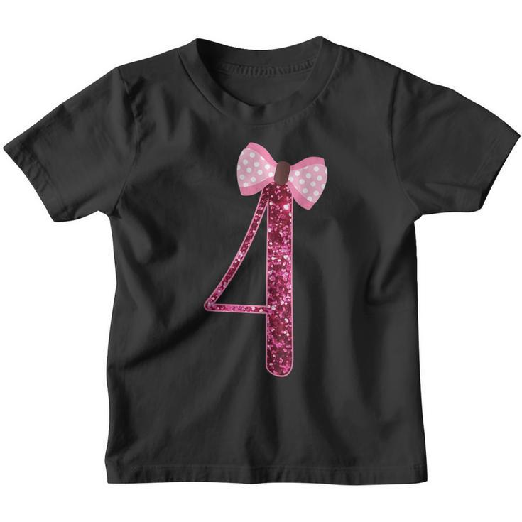 Kids Girls 4Th Birthday Shirt - Gift For 4 Years Old Girl Bday Youth T-shirt