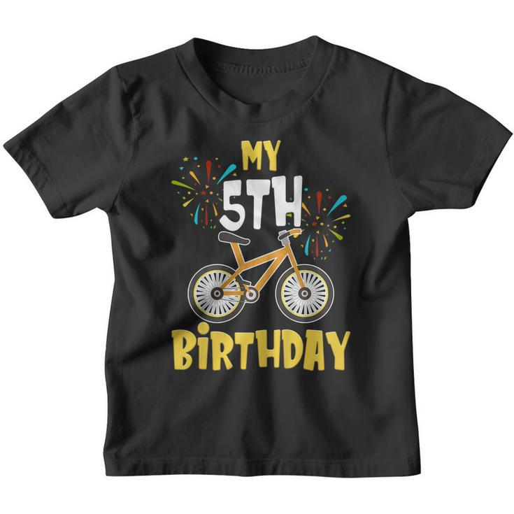 Kids Kids 5Th Year Old Shirt 5Th Birthday Boy Bike T Shirt Youth T-shirt