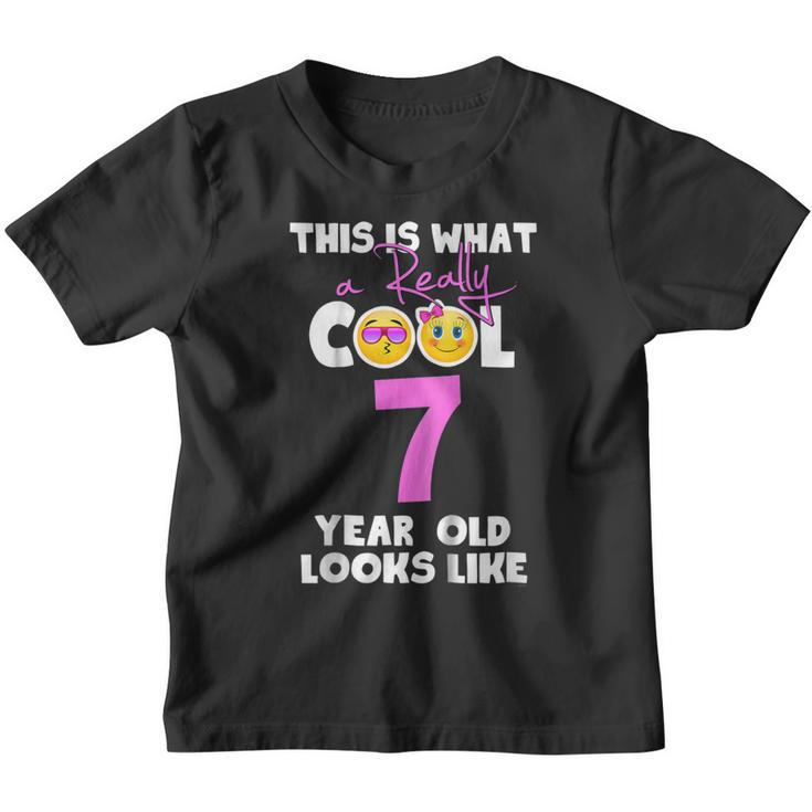 Kids Kids Emojicon 7Th Birthday Gifts 7 Year Old Girls T Shirt Youth T-shirt