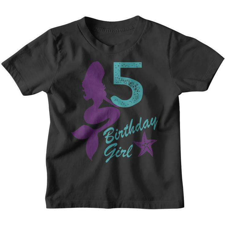 Kids Mermaid Birthday Shirt For Girls 5 Tshirt Birthday Girl Youth T-shirt