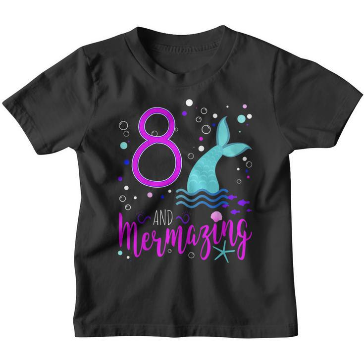 Kids Mermaid Girls 8Th Birthday Shirt 8 Years Old Party Gift Youth T-shirt
