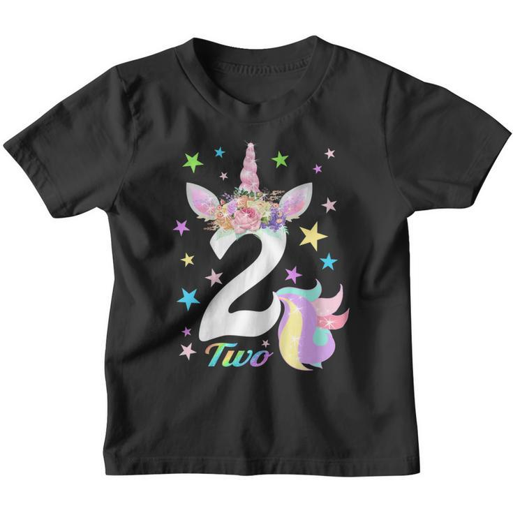 Kids Number 2 Two Unicorn 2Nd Birthday Shirt For 2 Year Old Youth T-shirt