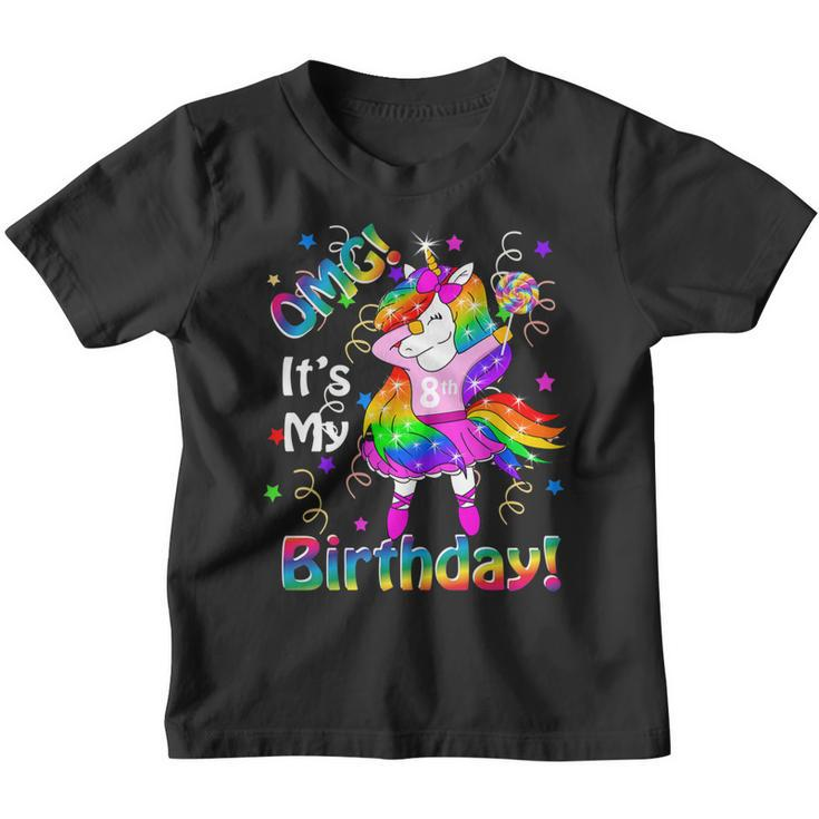 Kids Omg Its My 8Th Birthday Girls Unicorn 8 Years Old Outfit   Youth T-shirt