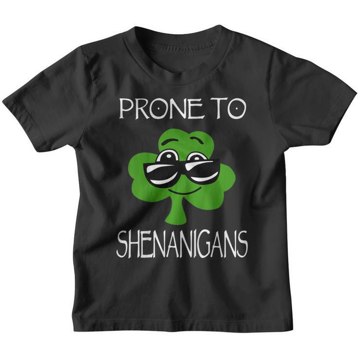 Kids Prone To Shenanigans St Patricks Day Boys Girls Funny Youth T-shirt