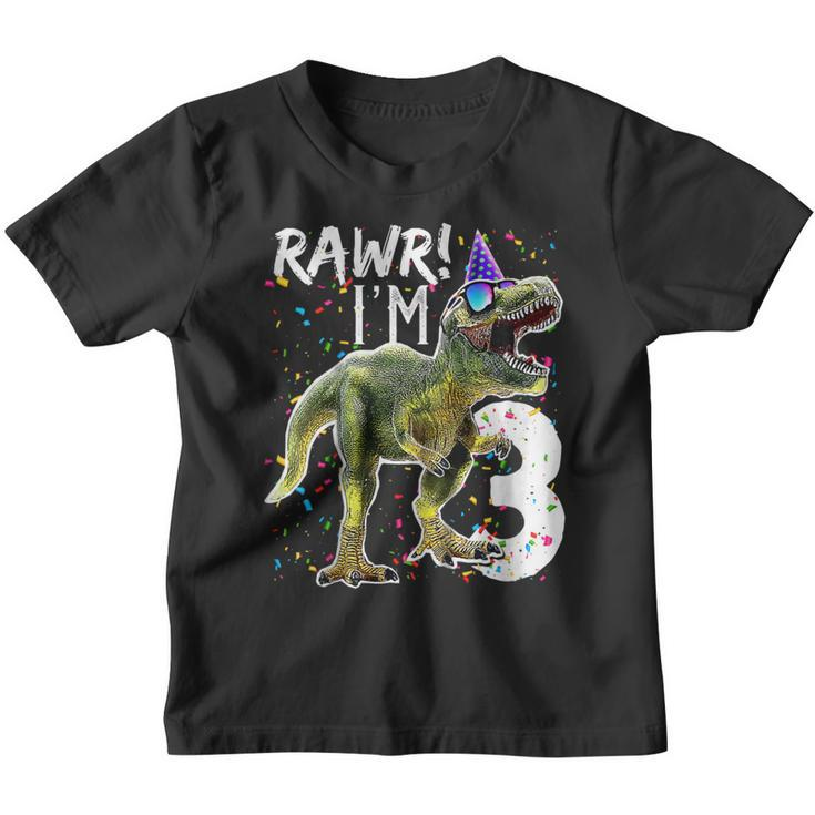 Kids Rawr Im 3 3Rd Birthday Dinosaur Shirts Boys Dinosaur Gift Youth T-shirt