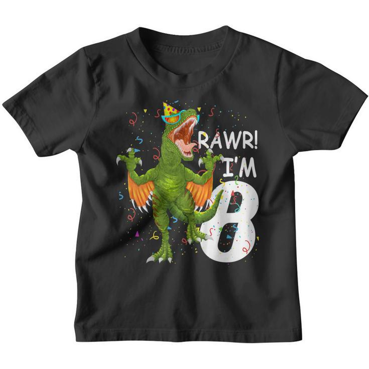Kids Rawr Im 8 8Th Birthday Raptor Dinosaur Shirt For Boys Youth T-shirt
