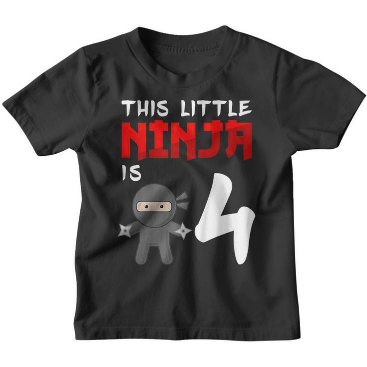 Kids This Little Ninja Is 4 Year Old  4Th Birthday Boy Youth T-shirt