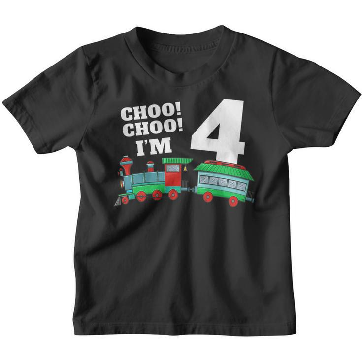 Kids Train 4Th Birthday T Shirt Boy Train 4 Year Old Boy Gift Tee Youth T-shirt