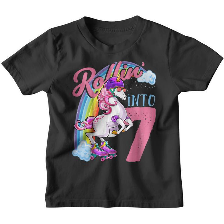 Kids Unicorn Roller Skate 7Th Birthday Shirt Girls Unicorn Gifts Youth T-shirt