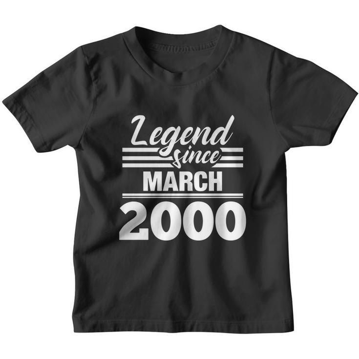 Legend Since March 2000 20 Year Old Gift 20Th Birthday Youth T-shirt