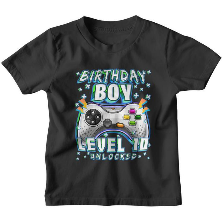 Level 10 Unlocked Video Game 10Th Birthday Gamer Boys Tshirt Youth T-shirt