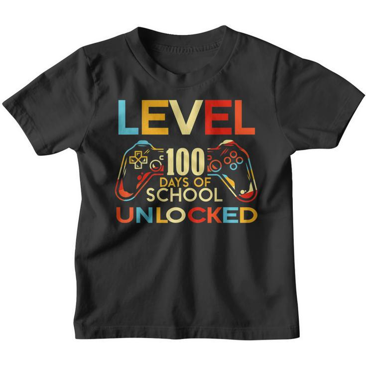 Level 100 Days Of School Unlocked Gamer Playing Videogames  Youth T-shirt
