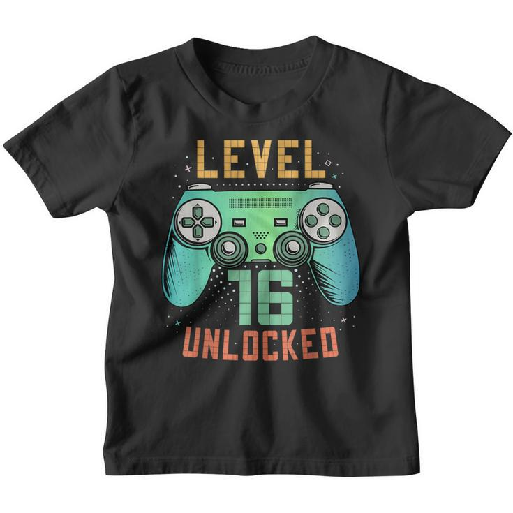 Level 16 Unlocked 16Th Birthday Gamer Gifts 16 Year Old Boys  Youth T-shirt