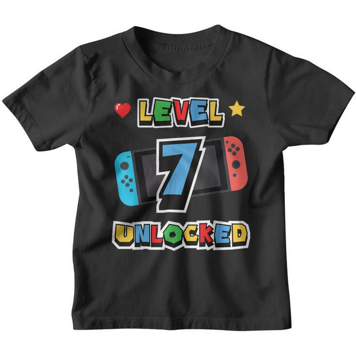 Level 7 Unlocked 7Th Birthday Kids Video Game 7 Years Old  Youth T-shirt