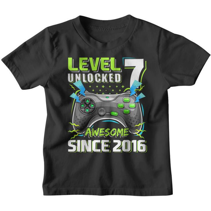 Level 7 Unlocked Awesome 2016 Video Game 7Th Birthday Boy Youth T-shirt