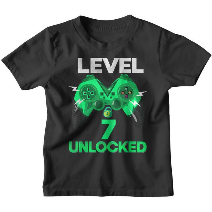 Level 7 Unlocked Birthday Boy 7 Year Old Video Game Gaming  Youth T-shirt