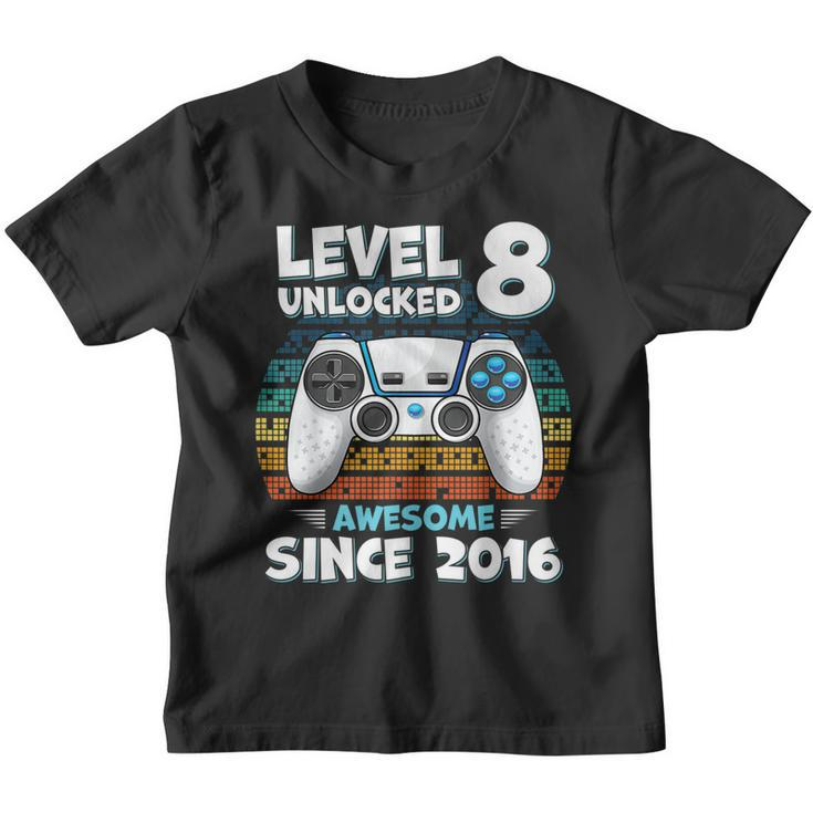 Level 8 Unlocked Since Awesome 2016 Funny Gamer Birthday Youth T-shirt