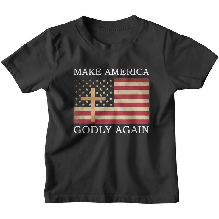 Make America Godly Again American Flag V2 Youth T-shirt