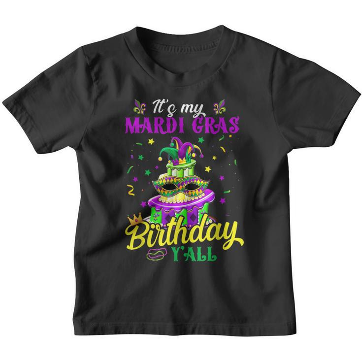 Mardi Gras Birthday Yall King Cake Party Carnival Boys Girls  Youth T-shirt