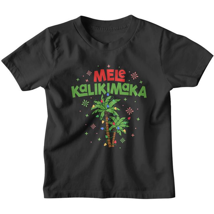 Mele Kalikimaka Hawaiian Christmas Palm Tree Lights Xmas Youth T-shirt