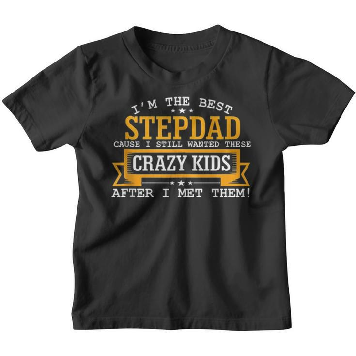 Mens Best Stepdad Wanted Crazy Kids Fathers Day Birthday Youth T-shirt