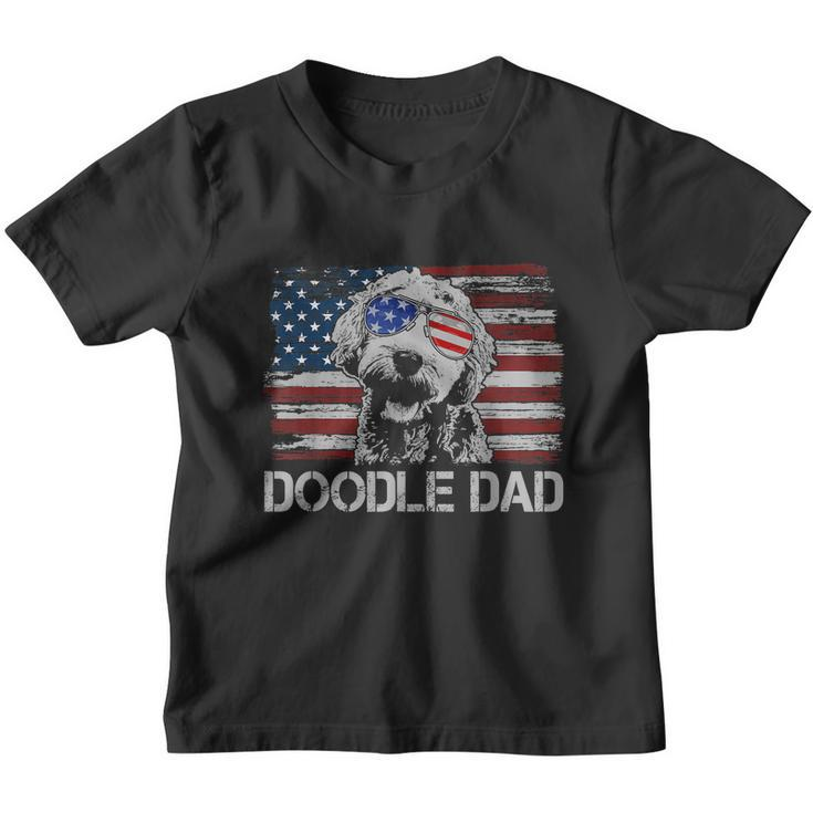 Mens Doodle Dad Goldendoodle Dog American Flag 4Th Of July Youth T-shirt