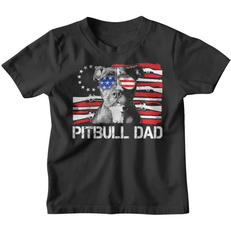 Mens Pitbull Dad Gun Rights American Flag 4Th Of July Dog Lover Youth T-shirt