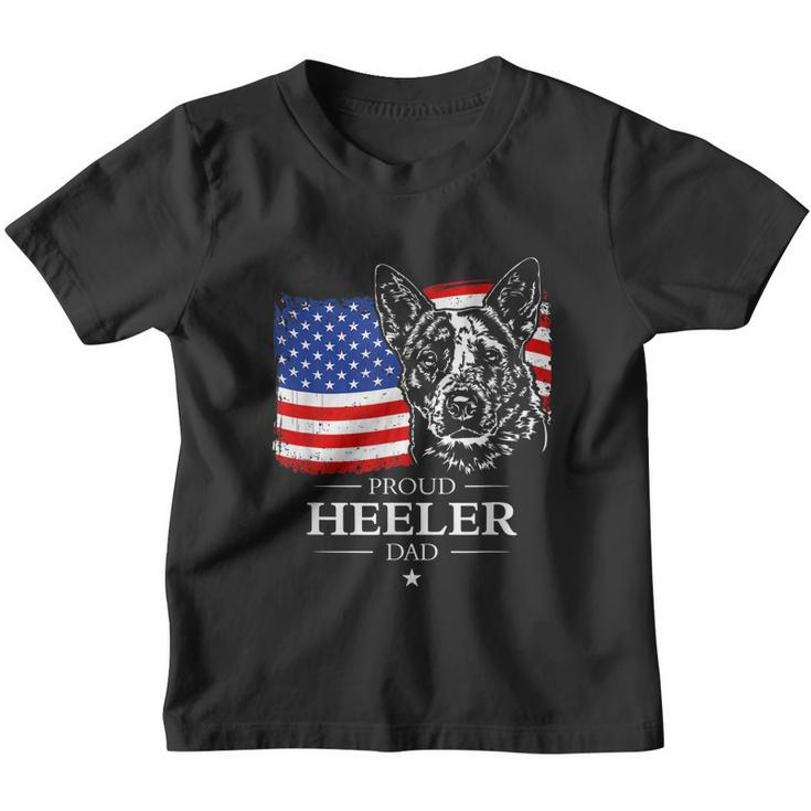 Mens Proud Cattle Dog Heeler Dad American Flag Patriotic Dog V2 Youth T-shirt