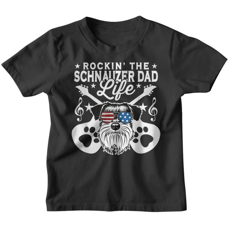 Mens Rockin The Schnauzer Dad Life Dog Lover Guitar Musician Youth T-shirt