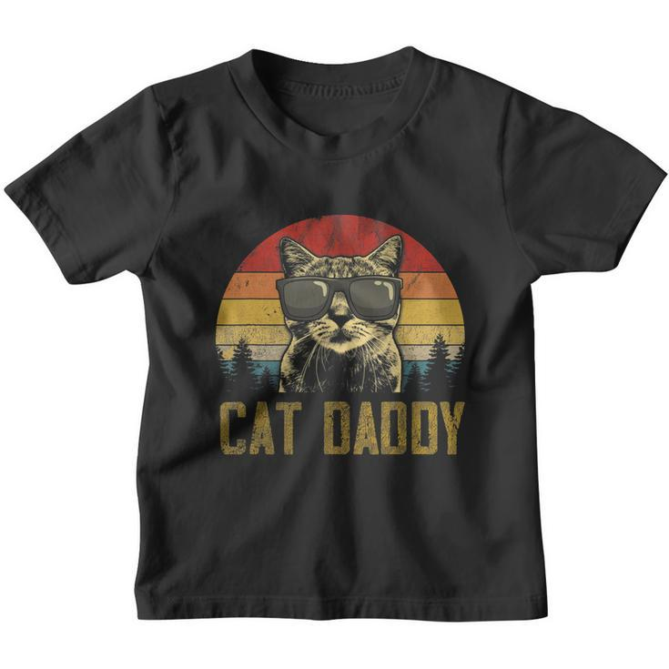 Mens Vintage Cat Daddy Fathers Day Shirt Funny Cat Lover Tshirt Youth T-shirt