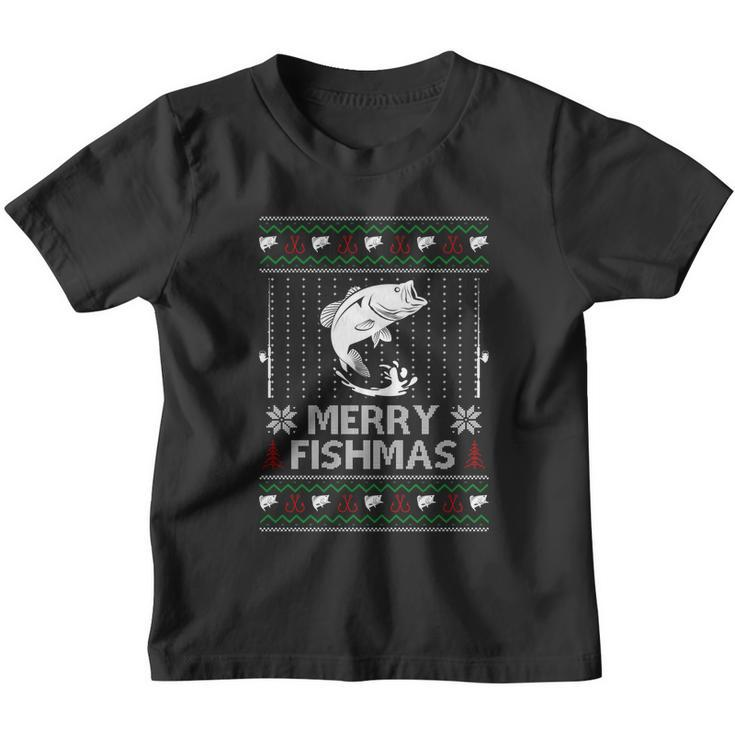 Merry Fishmas Funny Xmas Gift For Dad Fishing Ugly Christmas Cute Gift Youth T-shirt
