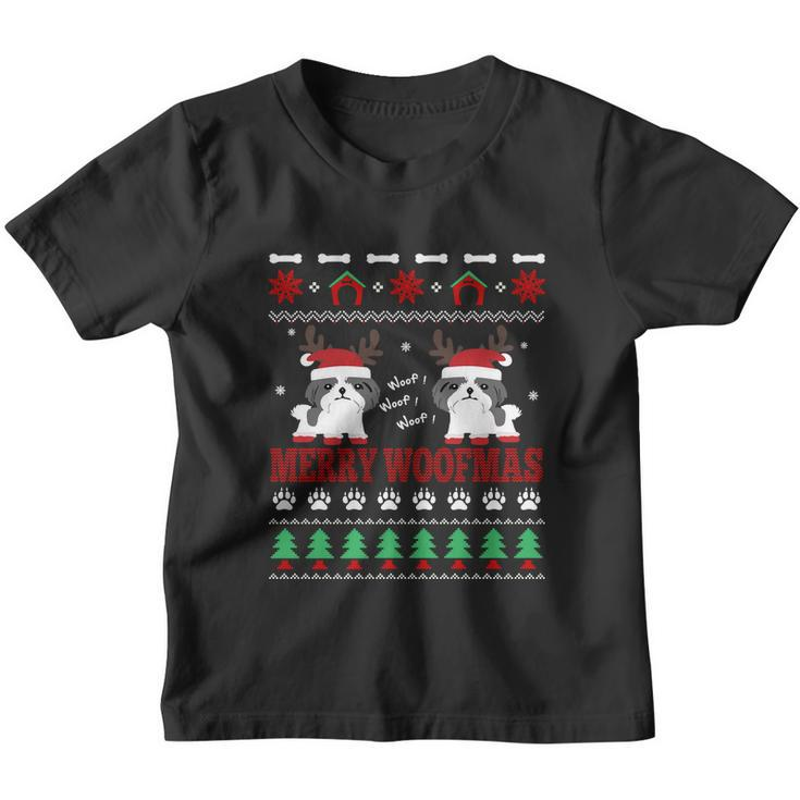 Merry Woofmas Dog Shih Tzu Ugly Christmas Cool Gift Youth T-shirt