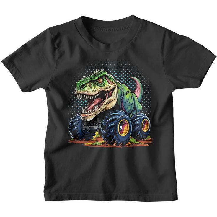 Monster Truck Dinosaur T-Rex Birthday Boy  Youth T-shirt