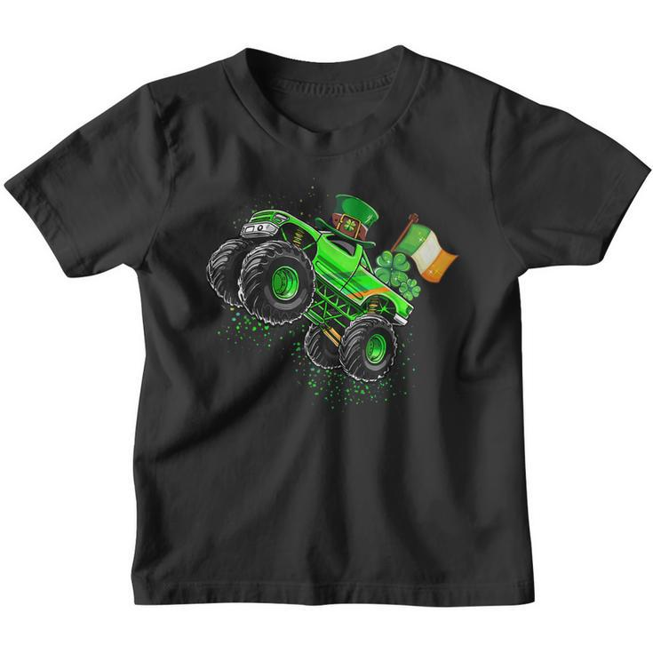 Monster Truck Leprechaun Shamrock St Patricks Day Boys Kids  Youth T-shirt